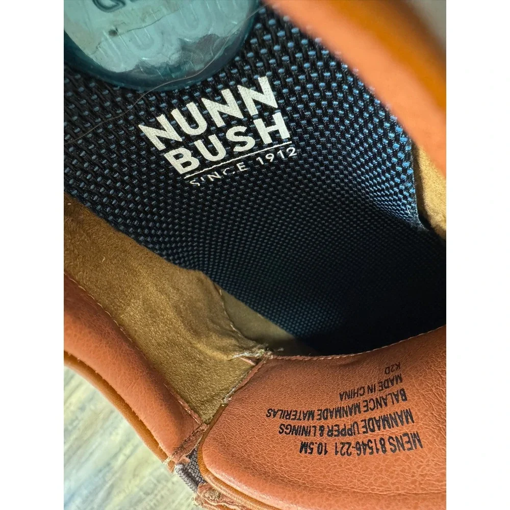 Nunn Bush Mens Cognac Brown Cap Toe Oxford Comfort Gel Dress Shoes 10.5